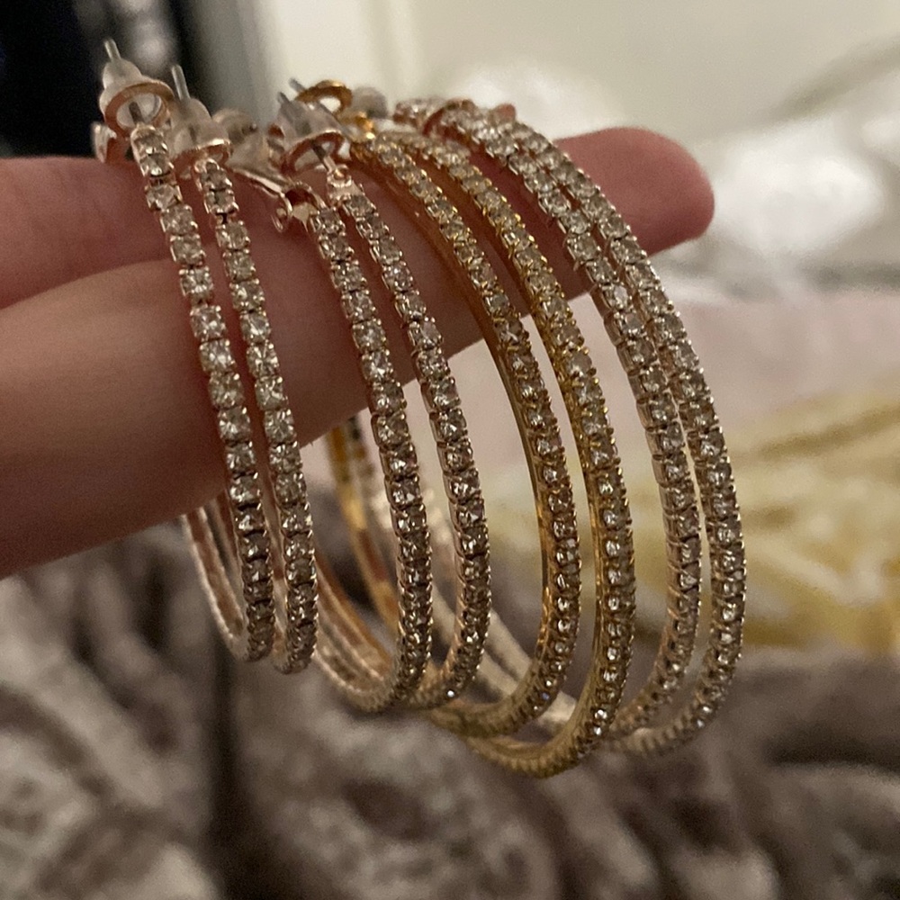 Bedazzled hoop earrings